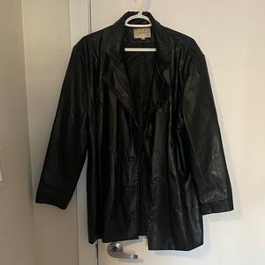 Women's Black Leather Blazer Jacket - Unbranded